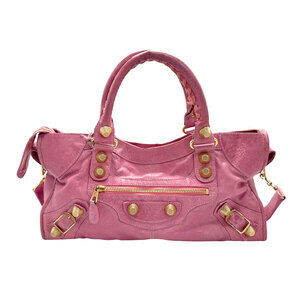 Balenciaga The Giant Part Time Leather Shoulder Bag Pink